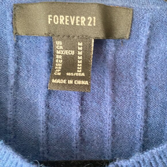 Forever 21| Blue Cropped Cardigan Sweater - Picture 2 of 5